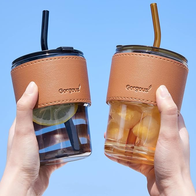 Glass Tumbler with Straw and Lid 15oz